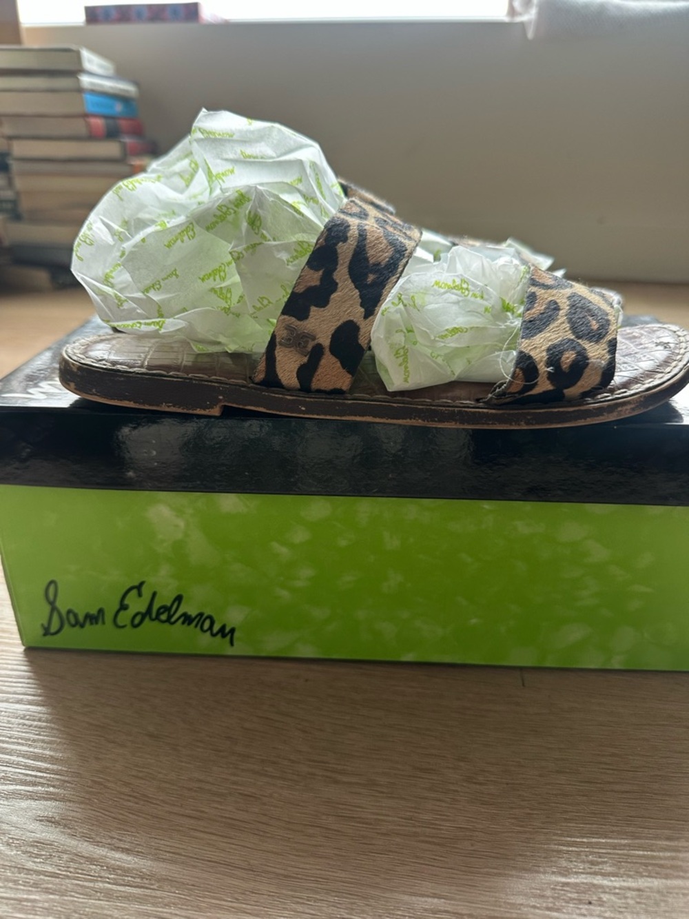 Sam Edelman Leopard Print Double Strap Slides - Brown Black Tan